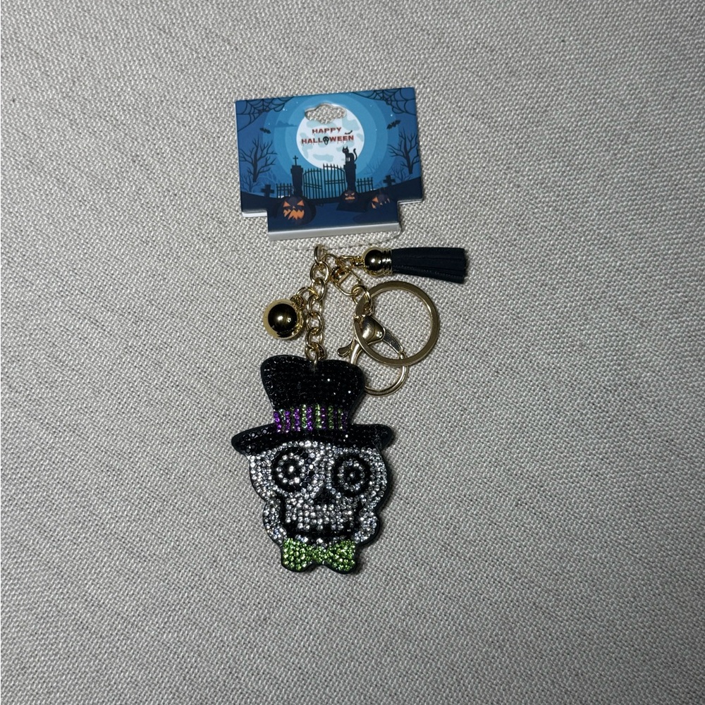 RHINESTONE SKELETON Halloween Key Chain/Bag Charm